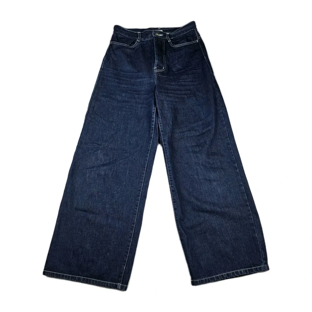 Kowtow Jeans Womens Size Small Wide Leg Dark Wash Blue Denim Pants - Picture 1 of 11